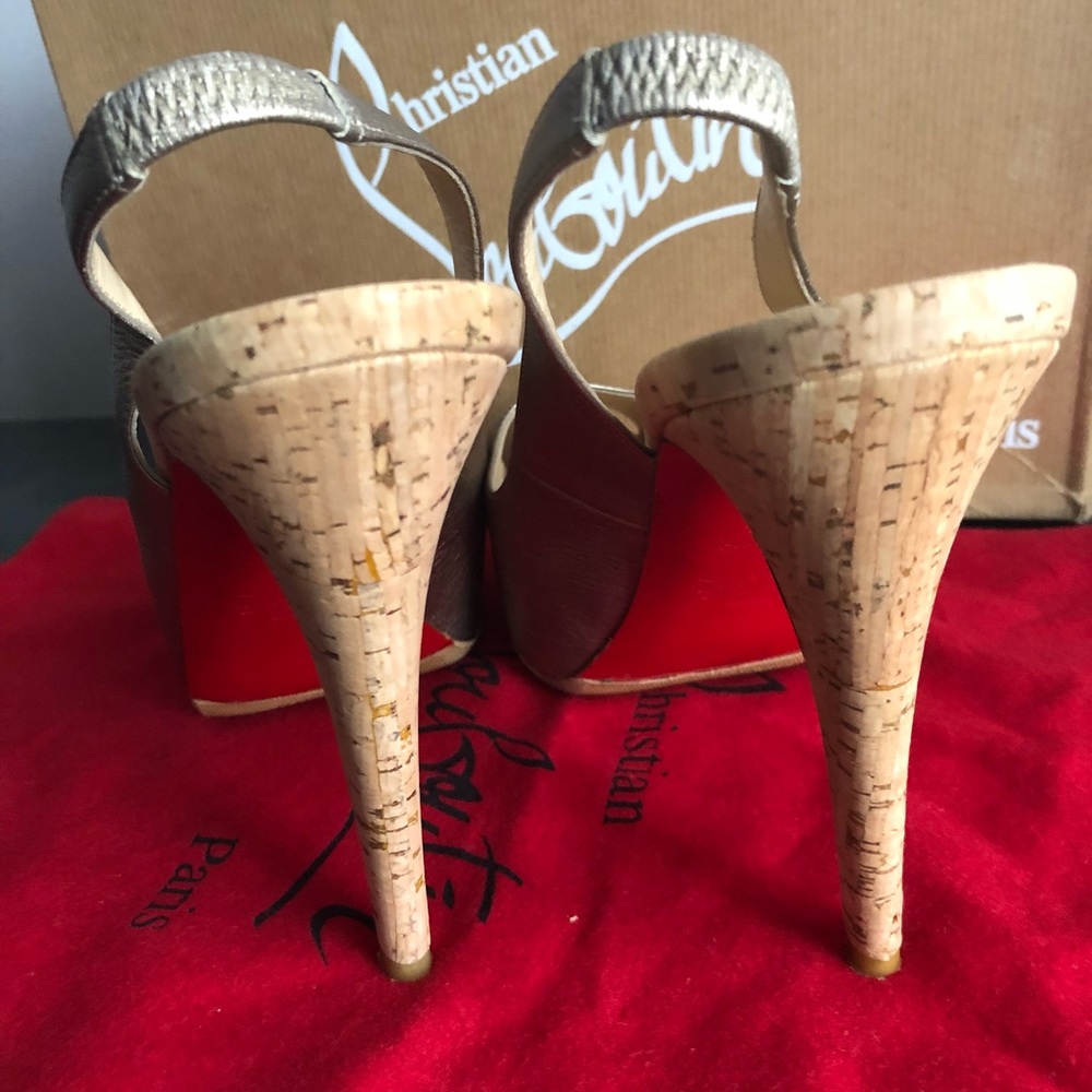 Authentic Christian Louboutin Slingback Heels Pumps Sz 7.5 - Picture 5 of 10